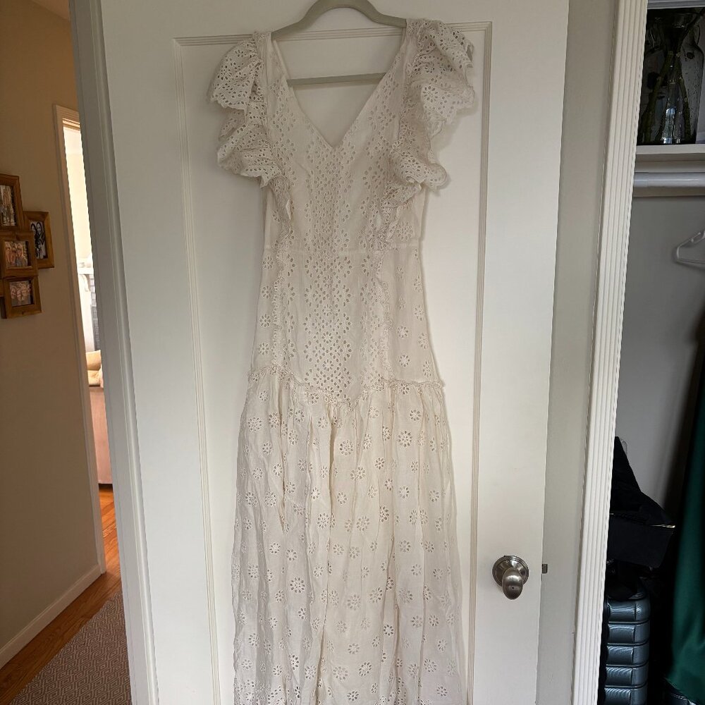LoveShackFancy cream cotton lace maxi dress